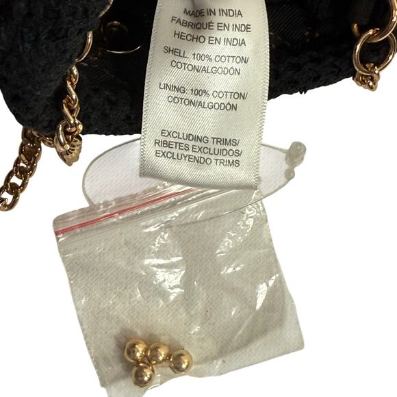 Anthropologie Black Mini Crossbody Purse with Gold Beads Perfect for Going Out - Picture 4 of 6